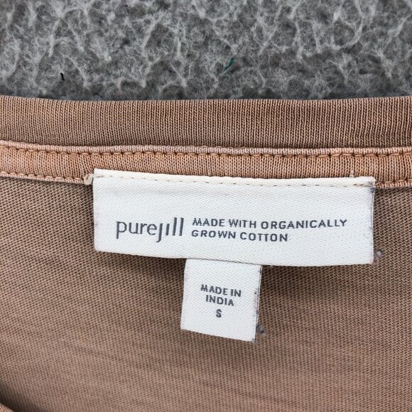 J Jill Top Womens Small Tan PureJill Tunic Long Sleeve Asymmetric Slit Pullover* - Picture 6 of 11